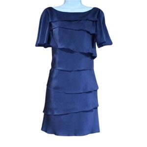 Banana Republic Tiered Ruffle Midi Dress Purple Size 4 Short Sleeve Chic